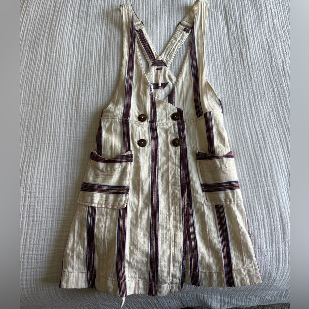 Free People Striped linen overall dress